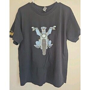 Cartoon Motorcycle Tshirt Front And Back Graphic USMV Size Large